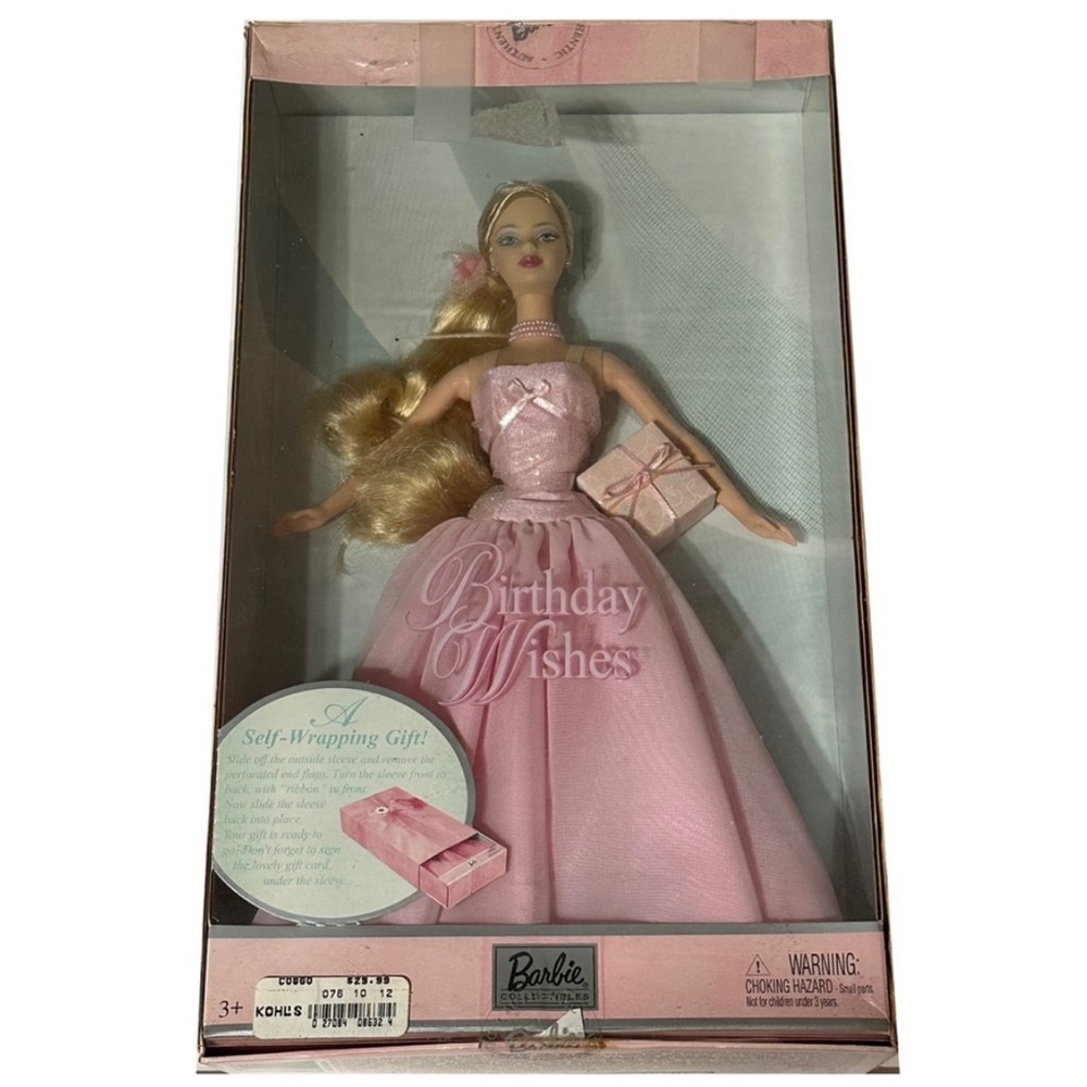 Vintage Birthday Wishes Barbie Doll Pink Dress Barbie Collectibles New In Box